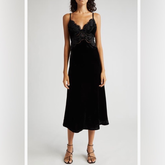 FARM Rio Dresses & Skirts - NWT $275 FARM Rio Richelieu Velvet Slipdress in BLACK - size Medium!